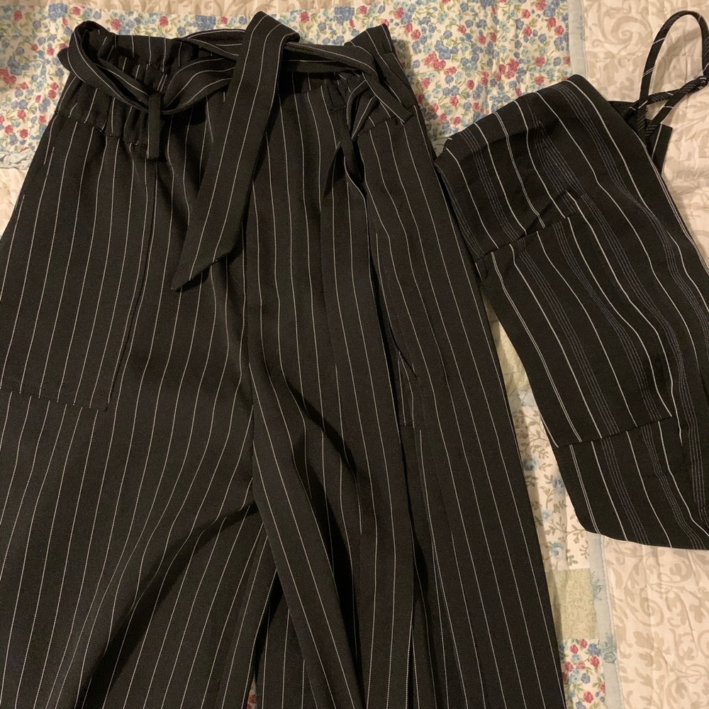 Black Stripped Two Piece Set New Without Tags - image 3